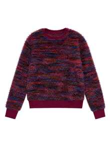 Nöista Round Neck,Colorful Blended Plush Loose-Fitting Knit Sweater.Warm, Thick,Versatile, Basic,Relaxed, Casual, School,Commuting, Fall Winter,Going Out - Navy Blue - View 7