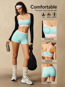 VARSIVA Contrast Color Yoga Fitness Sports 2 Pieces Set - Multicolor - View 14