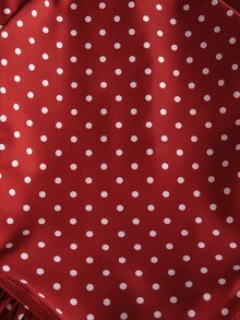 SHEIN Newborn Polka Dot Print One-Piece Swimsuit - Red and White - View 3