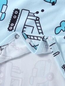 Newborn 0-12 Months Jumpsuit Forest Style Kawaii Cute Ditsy Floral Long Sleeve Footed Open Crotch White Blue Autumn/Winter Coming Home - Multicolor - View 6