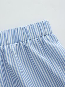 GlowEve 女款休閒海濱風熱帶度假條紋繫帶兩件套，春夏度假海灘藍白條紋 - 藍白色 - 查看 6