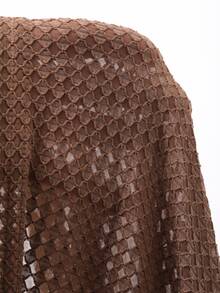 Livesso Women's Basic Polo Collar Loose Textured Sheer T-Shirt - Rust Brown - View 4