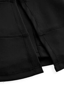 SHEIN Cheerettes 女款黑色高腰側開衩內建短褲口袋包容性剪裁彈性收腹防透深蹲健身運動瑜珈四季通用裙 - 黑色 - 查看 10