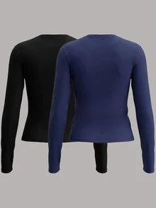 Velisys Velisys Atasan Olahraga Lengan Panjang Leher Bulat Slim Fit, Kaos Yoga dan Latihan yang Elastis dan Cepat Kering - MultiWarna - View 3