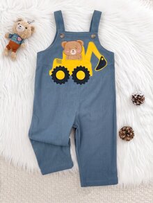 SHEIN Baby Boy Excavator Embroidery Casual Overalls,Autumn And Winter Clothing - Multicolor - View 5