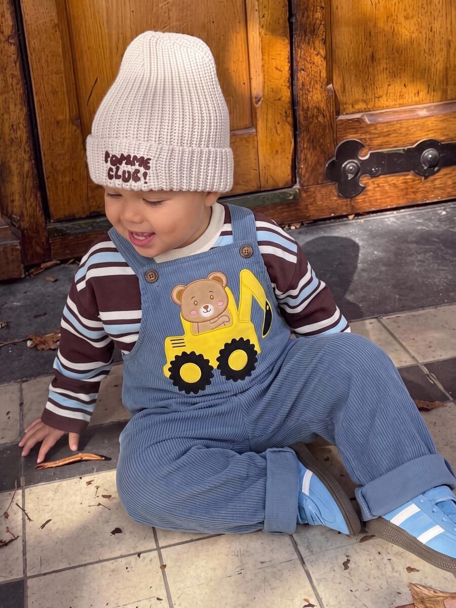SHEIN Baby Boy Excavator Embroidery Casual Overalls,Autumn And Winter Clothing - Multicolor - View 1