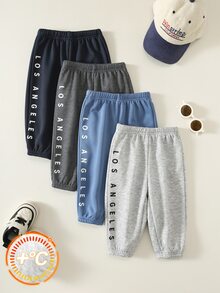 SHEIN 男女嬰兒/幼兒 4件組秋冬休閒時尚保暖內裡加厚運動長褲 多件裝 慢跑褲 嬰兒冬季下身褲 - 藏蓝色 - 查看 3