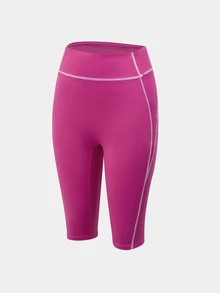Eassivo Women's Colorblock Casual Daily Wear Sports Tight Leggings - Pink - View 5