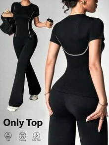 Easithlete Easithlete Women's Colorblock Casual Athleisure Athletic Daily Wear Sports T-Shirt Gym Workout Black And White Summer - Black - View 1