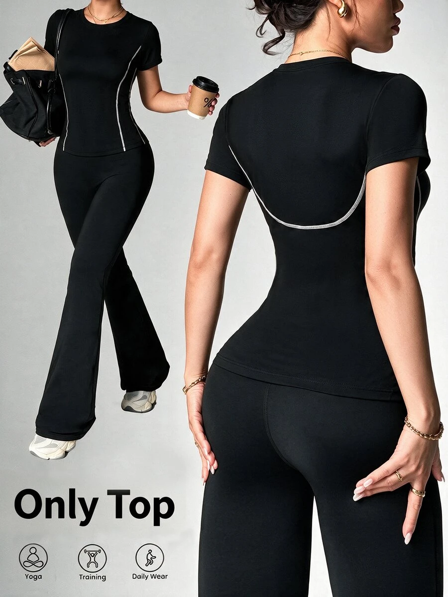 Easithlete Easithlete Women's Colorblock Casual Athleisure Athletic Daily Wear Sports T-Shirt Gym Workout Black And White Summer - Black - View 1