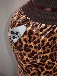 Amplova Women's Leopard Print Rhinestone Glitter Sweatpants Long Pants Sexy Vintage Y2K - Coffee Brown - View 8