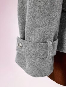 Amplova Chaqueta tipo gabardina estilo Nizi para mujer con cinturón, botones, tiras finas, nudo de cintura ultra bajo, corte holgado - Gris - Ver 15