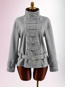 Amplova Chaqueta tipo gabardina estilo Nizi para mujer con cinturón, botones, tiras finas, nudo de cintura ultra bajo, corte holgado - Gris - Ver 10
