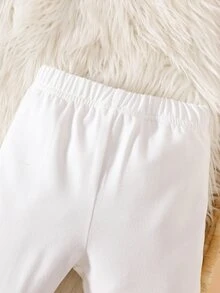 SHEIN 2件組女嬰羊毛外套打底褲套裝 鼠尾草綠 秋冬家庭套裝 幼兒彼得潘領襯衫套裝 新生兒秋冬服飾 白色 - 綠色 - 查看 5