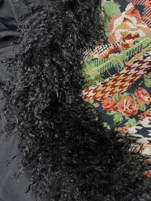 Bohemela 女款編織寬鬆長款人造毛皮大衣，全黑冬季圖案設計，折衷主義復古波希米亞風格，適合夜生活、日常、夜店穿著 - 彩色 - 查看 10