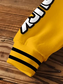 LOONEY TUNES X SHEIN 小男孩字母卡通印花圓領長袖運動衫 - 白色 - 查看 3