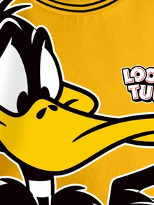 LOONEY TUNES X SHEIN 小男孩字母卡通印花圓領長袖運動衫 - 白色 - 查看 4