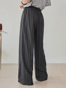 Dazy-Less Women's Casual Dark Grey Drawstring Waist Pants With Pockets For Daily Commute Autumn Business Casual Woman Office - Grey - View 2