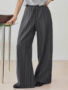 Dazy-Less Women's Casual Dark Grey Drawstring Waist Pants With Pockets For Daily Commute Autumn Business Casual Woman Office - Grey - View 5