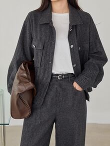 Dazy-Less Women's Long Sleeve Single-Breasted Jacket And Pants Casual Fall - Grey - View 3