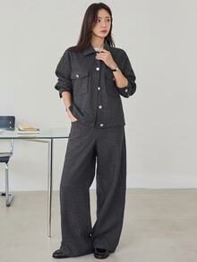 Dazy-Less Women's Long Sleeve Single-Breasted Jacket And Pants Casual Fall - Grey - View 7