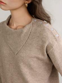 Dazy-Less Women's Solid Color Casual Minimalist Versatile Daily Long Sleeve Sweater Everyday Home Khaki Autumn - Apricot - View 5