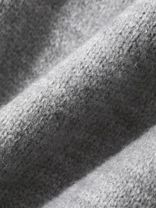 Dazy-Less Sweater Rajut Longgar Bergaris Lengan Panjang Leher Bulat Warna Abu-abu Polos untuk Wanita, Kasual, dan Cocok untuk Bisnis dan Kasual. - Grey - View 7