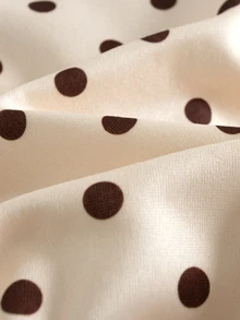SHEIN 2件組幼兒套裝，復古休閒風，波點馬刺繡，對比色 Polo 長袖上衣，寬腿褲，秋季，7歲生日 - 彩色 - 查看 4