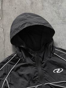 AXEPEAK Men's Geometric Print Long Sleeve Zip-Up Hooded Jacket And Pants Casual Set - Black - View 5