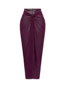 Swim Oasis 2026新款性感比基尼三件套：吊带上衣、系带泳裤和网纱迷你裙，夏季度假泳装三件套，情人节、狂欢节皆宜 - 酒紅色 - 查看 3