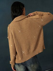 Bohemela Women's Solid Color Long Sleeve Single-Breasted Casual Knit Cardigan - Camel - View 7