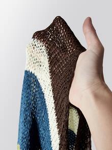 SHEIN ICON Plus-Size Y2K-Style Colorful Sheer Knit Autumn Sweater; Blends Retro Preppy Aesthetics With A Casual Off-The-Shoulder Striped Design. Fall - Multicolor - View 10
