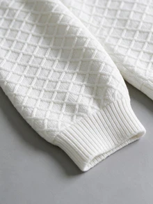 Omancia Elegant High Neck Long Sleeve Design Women's Sweater 2 Pieces Set - White - View 8