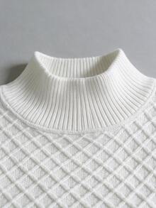 Omancia Elegant High Neck Long Sleeve Design Women's Sweater 2 Pieces Set - White - View 7