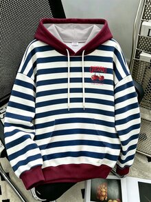 Resyla 女款字母條紋長袖休閒抽繩運動衫 - 彩色 - 查看 3