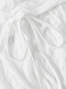 SHEIN MOD 女款花朵抓皺抽繩白色長裙，可愛優雅休閒風，適合派對、度假、外出、教堂、返校季與秋季穿著 - 白色 - 查看 3
