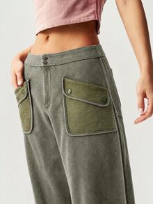 Bohemela Women's Casual Cropped Pants With Dual Pocket Design - Dark Green - View 2