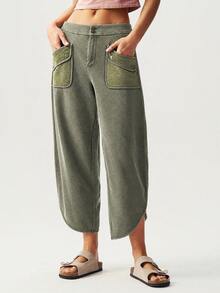 Bohemela Women's Casual Cropped Pants With Dual Pocket Design - Dark Green - View 7