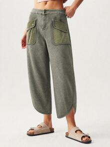 Bohemela Women's Casual Cropped Pants With Dual Pocket Design - Dark Green - View 8