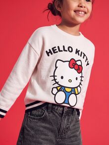 Maija Kids HELLO KITTY AND FRIENDS | SHEIN Maija Kids 女童小女孩字母卡通圖案圓領長袖秋季毛衣 - 白色 - 查看 4