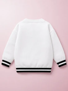 Maija Kids HELLO KITTY AND FRIENDS | SHEIN Maija Kids 女童小女孩字母卡通圖案圓領長袖秋季毛衣 - 白色 - 查看 6