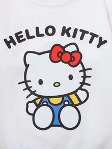 Maija Kids HELLO KITTY AND FRIENDS | SHEIN Maija Kids 女童小女孩字母卡通圖案圓領長袖秋季毛衣 - 白色 - 查看 7