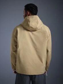 Caldwick DRIFTMERE Men's Casual Patchwork Drawstring Hooded Jacket & Spring/Autumn Coat, Winter, Outdoor Sports Spring To Summer - Army Green - View 3
