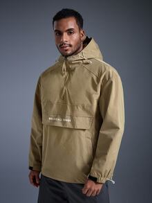 Caldwick DRIFTMERE Men's Casual Patchwork Drawstring Hooded Jacket & Spring/Autumn Coat, Winter, Outdoor Sports Spring To Summer - Army Green - View 4