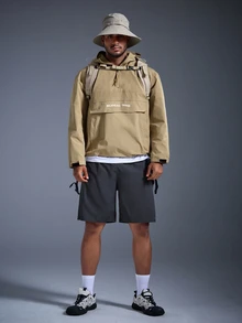 Caldwick DRIFTMERE Men's Casual Patchwork Drawstring Hooded Jacket & Spring/Autumn Coat, Winter, Outdoor Sports Spring To Summer - Army Green - View 10