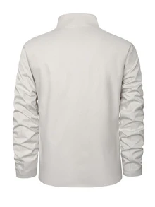 Manfinity Homme Men's Vintage Double Large Patch Pocket Single-Breasted Casual Commuter Jacket, All-Season Versatile Classic Minimalist Ins Style Outerwear - White - View 2