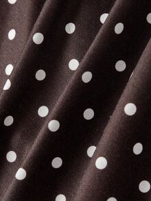 SHEIN MOD Sweatshirt Motif Polkadot Patchwork Renda Vintage Ukuran Plus, Cokelat - Coklat - View 5