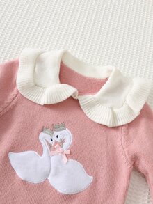 Cozy Pixies 2pcs Baby Girl Baby Girl Casual Daily Comfortable Autumn Winter Sweater Set - Pink - View 4