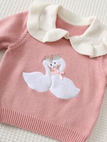 Cozy Pixies 2pcs Baby Girl Baby Girl Casual Daily Comfortable Autumn Winter Sweater Set - Pink - View 3