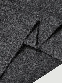 SHEIN MOD Plus size damklänning i stickat material med spetsband, off-shoulder, miniklänning, elegant, mörkgrå - Mörkgrå - Visa 7